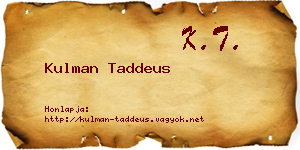 Kulman Taddeus névjegykártya